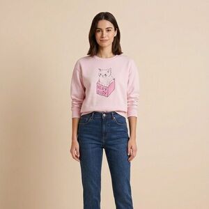 Cute Pink "Very Busy" Cat Sweatshirt - Unbranded